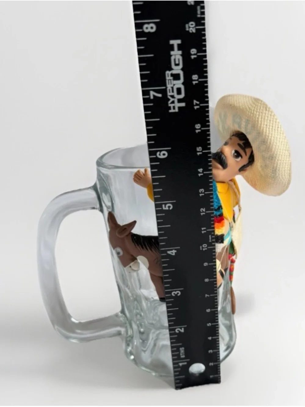Vintage Viva Mexico Clay Figure Glass Beer Mug Souvenir Sombrero Donkey 6